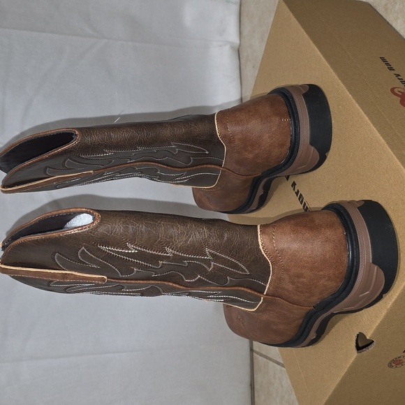 Men's steel toed workboots Two-Tone Leather Western NWT 11.5 - Picture 6 of 13